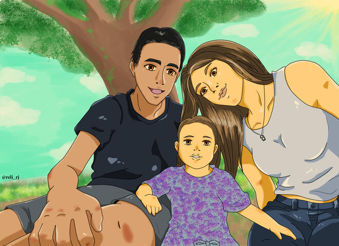 Retrato familiar. Coloreado digital. Año 2020.